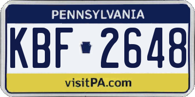PA license plate KBF2648