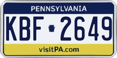 PA license plate KBF2649