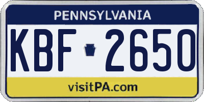 PA license plate KBF2650
