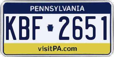 PA license plate KBF2651