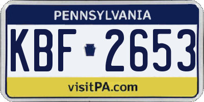 PA license plate KBF2653