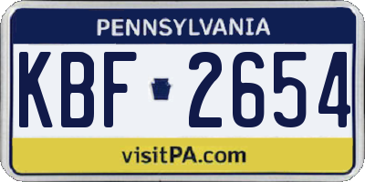 PA license plate KBF2654