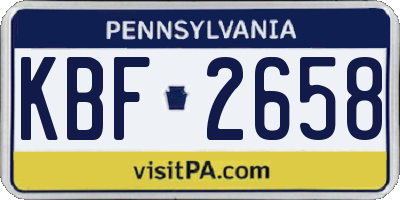 PA license plate KBF2658