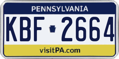 PA license plate KBF2664
