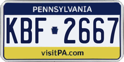 PA license plate KBF2667