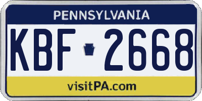 PA license plate KBF2668
