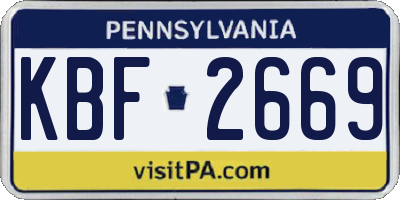PA license plate KBF2669