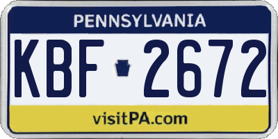 PA license plate KBF2672