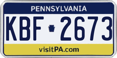 PA license plate KBF2673