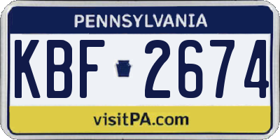 PA license plate KBF2674