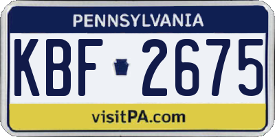 PA license plate KBF2675