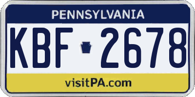 PA license plate KBF2678
