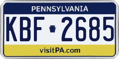 PA license plate KBF2685