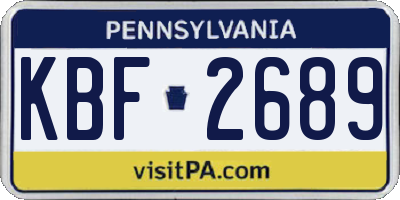 PA license plate KBF2689