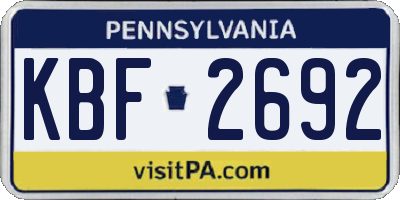 PA license plate KBF2692
