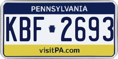 PA license plate KBF2693