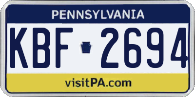 PA license plate KBF2694