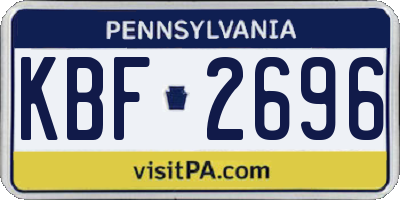 PA license plate KBF2696