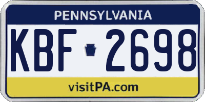 PA license plate KBF2698