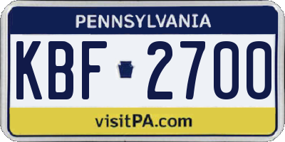 PA license plate KBF2700