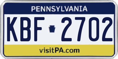PA license plate KBF2702