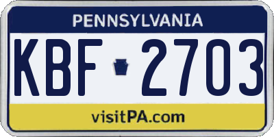 PA license plate KBF2703