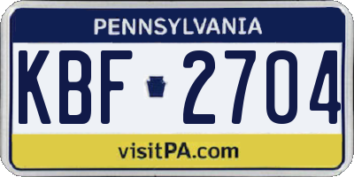 PA license plate KBF2704