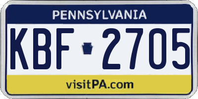 PA license plate KBF2705