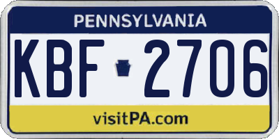 PA license plate KBF2706