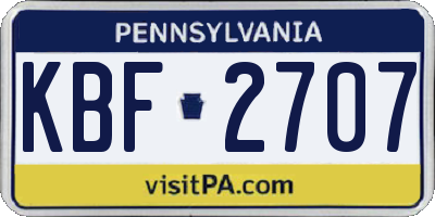 PA license plate KBF2707