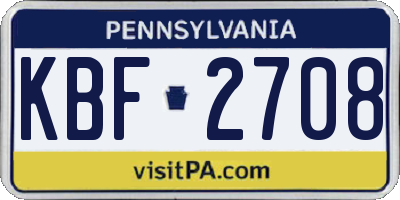PA license plate KBF2708