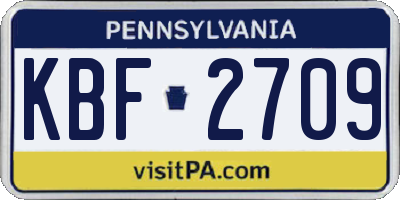 PA license plate KBF2709