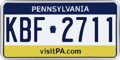 PA license plate KBF2711