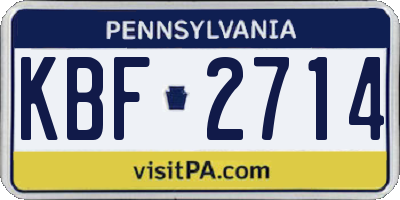 PA license plate KBF2714