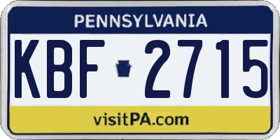 PA license plate KBF2715