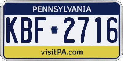 PA license plate KBF2716