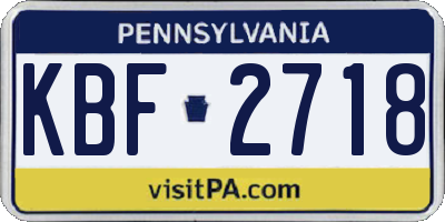 PA license plate KBF2718