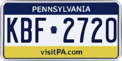PA license plate KBF2720
