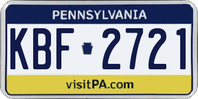 PA license plate KBF2721