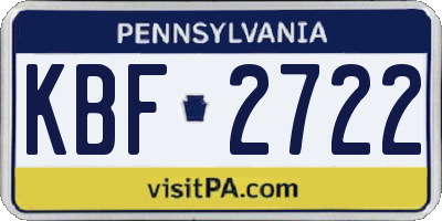 PA license plate KBF2722