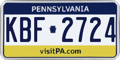 PA license plate KBF2724
