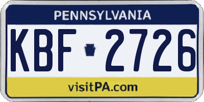 PA license plate KBF2726