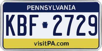 PA license plate KBF2729