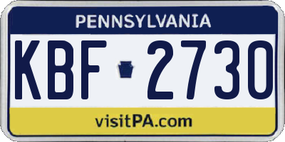 PA license plate KBF2730