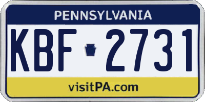 PA license plate KBF2731