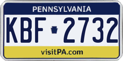 PA license plate KBF2732