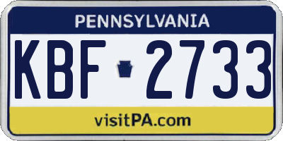 PA license plate KBF2733