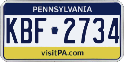 PA license plate KBF2734