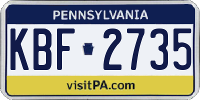 PA license plate KBF2735