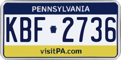 PA license plate KBF2736